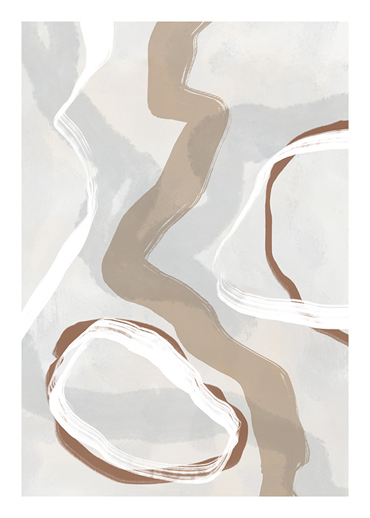 – Póster de arte abstracto en tonos de marrón y beige