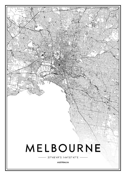 Melbourne Poster / Blanco y negro con Desenio AB (2054)