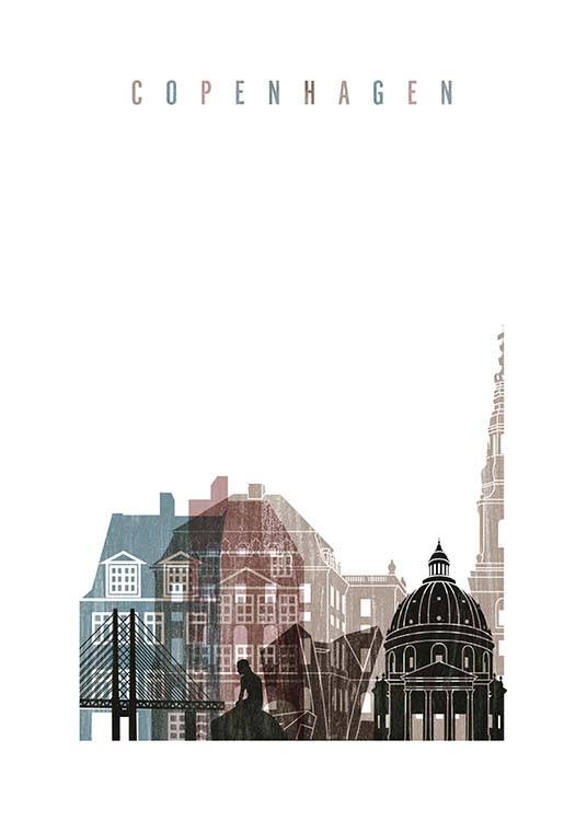 Copenhagen Skyline Poster / Mapas y ciudades con Desenio AB (2141)