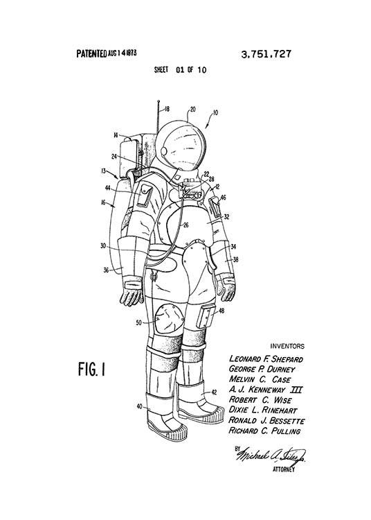 Space Suit Patent Poster