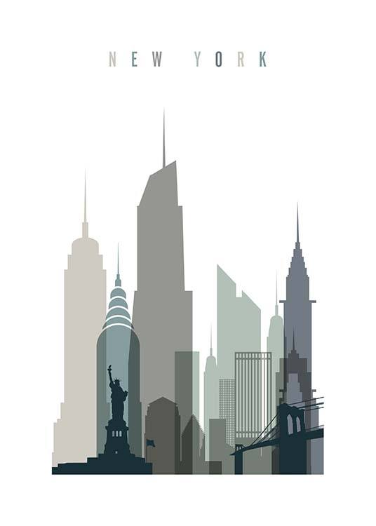 New York Skyline Poster / Mapas y ciudades con Desenio AB (2351)