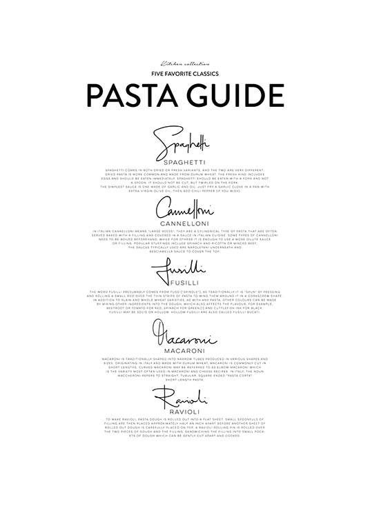 Five Pasta Classics Poster / Cuadros con texto con Desenio AB (2655)