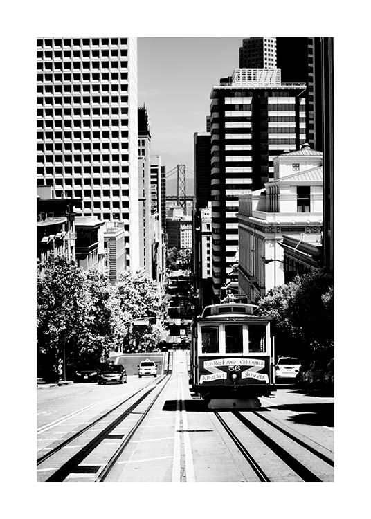 Steep Street San Francisco Poster / Blanco y negro con Desenio AB (3363)