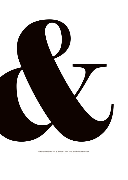  – Tipografía en blanco y negro con el signo & escrito en letras grandes y en negro, y texto en el extremo inferior