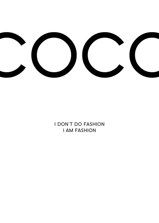  – Póster en blanco y negro con una cita de Coco Chanel