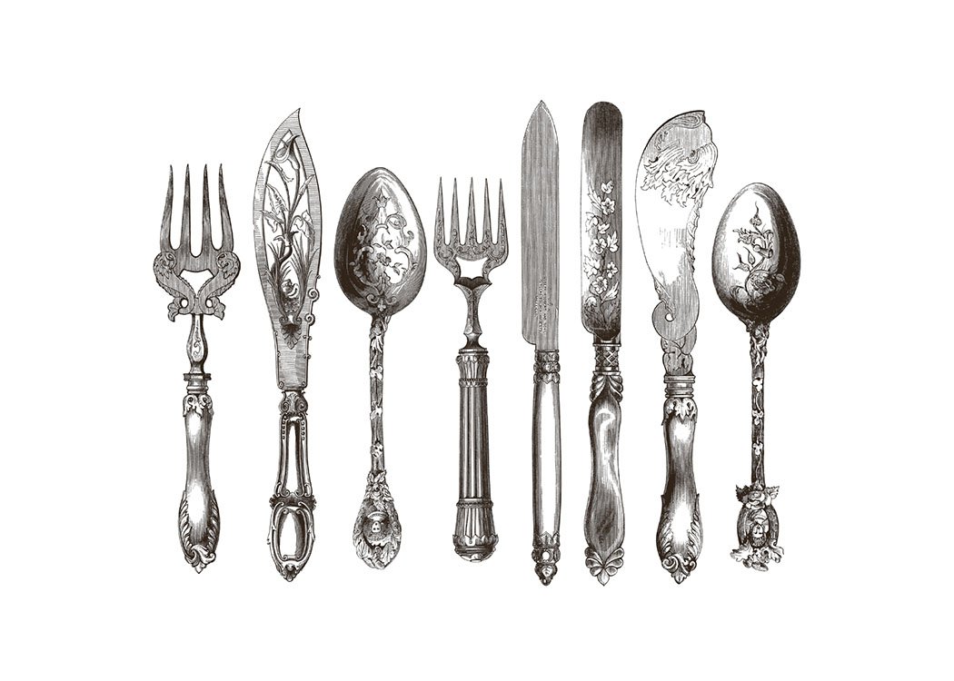 Vintage Cutlery, Prints / Cuadros de cocina con Desenio AB (7556)