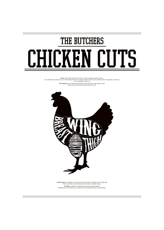 Chicken Cuts, Print  / Blanco y negro con Desenio AB (7795)