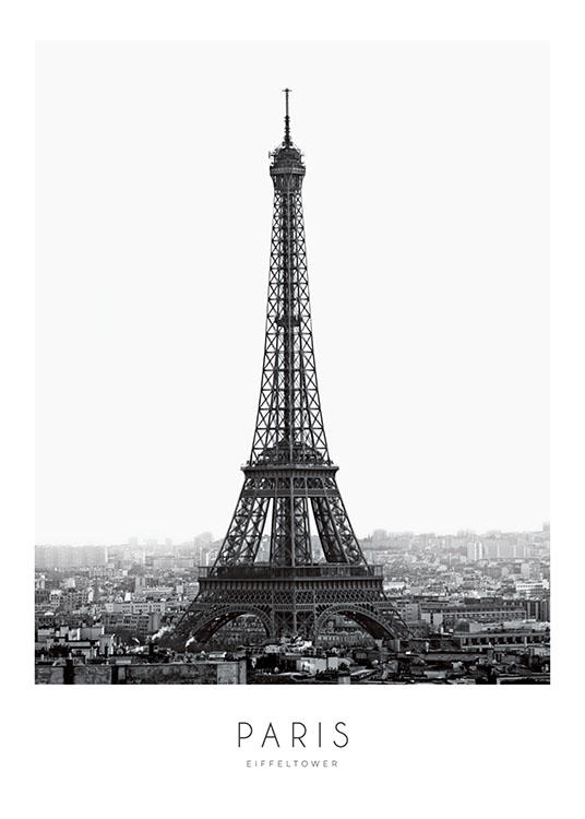 Eiffel Tower, Poster / Blanco y negro con Desenio AB (7824)