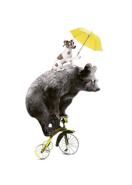 Bear On Yellow Bike, Poster / Pósters infantiles con Desenio AB (7830)