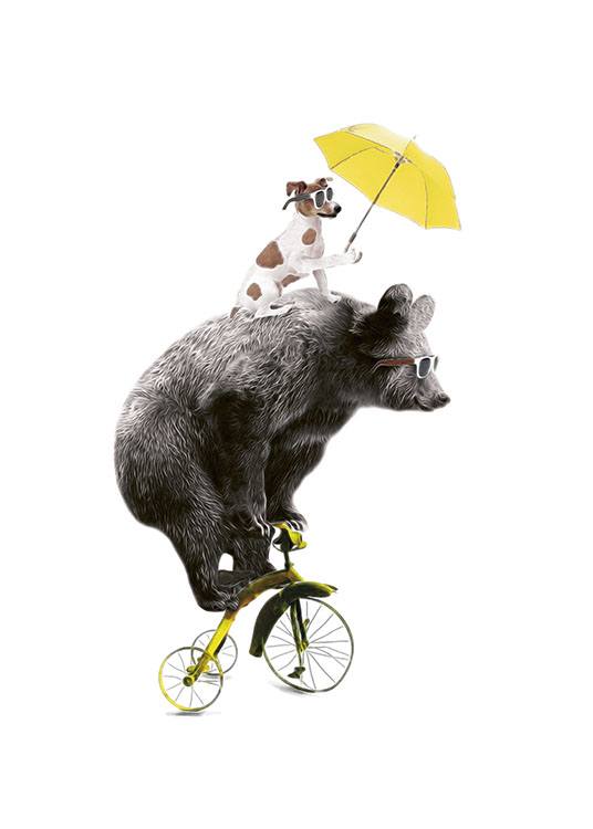 Bear On Yellow Bike, Poster