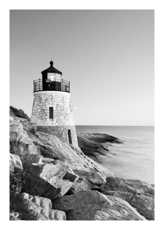 Lighthouse, Poster / Blanco y negro con Desenio AB (8163)