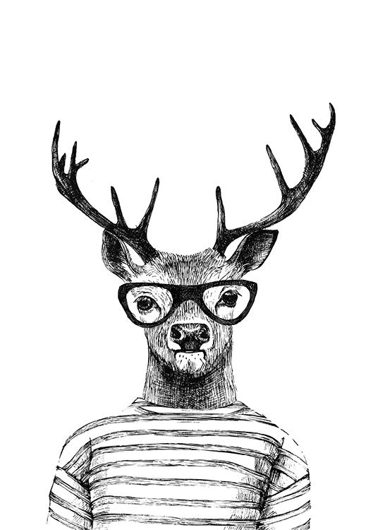 Deer With Glasses, Poster