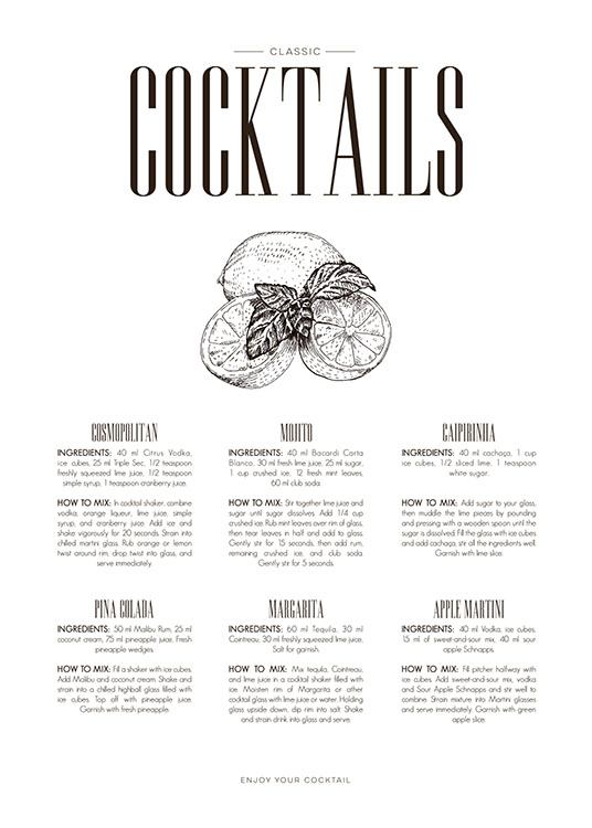 Cocktails, Poster / Cuadros de cocina con Desenio AB (8227)