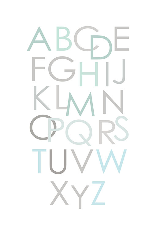 Alphabet Blue Eng, Poster / Cuadros con texto con Desenio AB (8435)