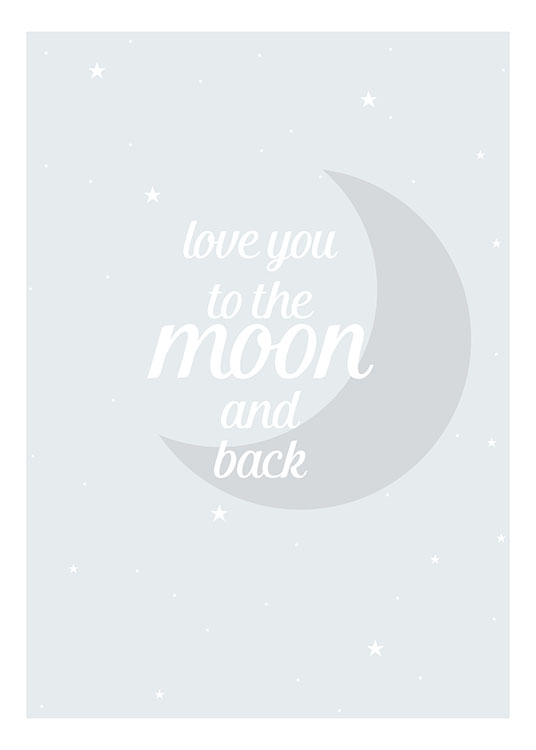Moon And Back Blue, Poster / Pósters infantiles con Desenio AB (8462)