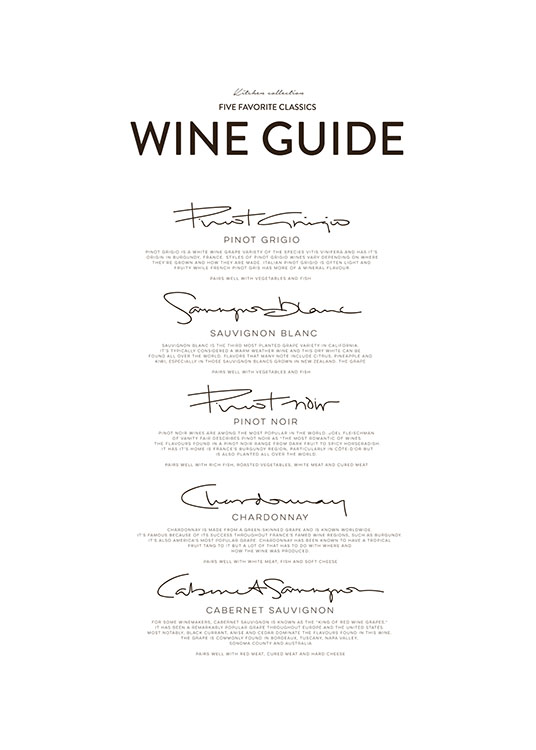 Five Wine Classics, Posters / Cuadros con texto con Desenio AB (8558)
