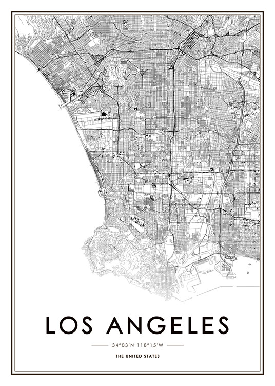 Los Angeles Map Poster / Blanco y negro con Desenio AB (8718)