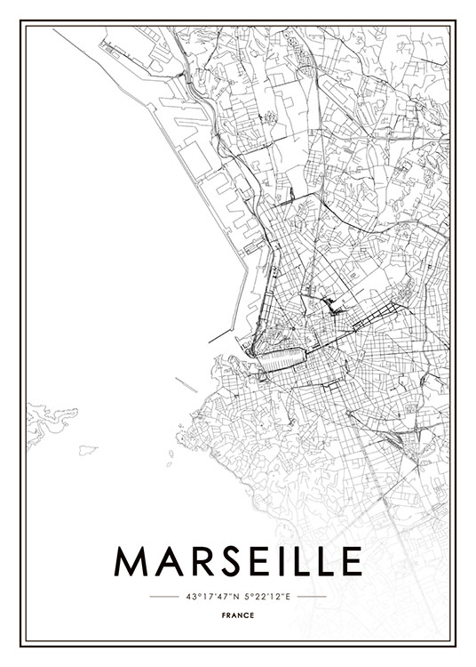 Marseille Poster / Blanco y negro con Desenio AB (8728)