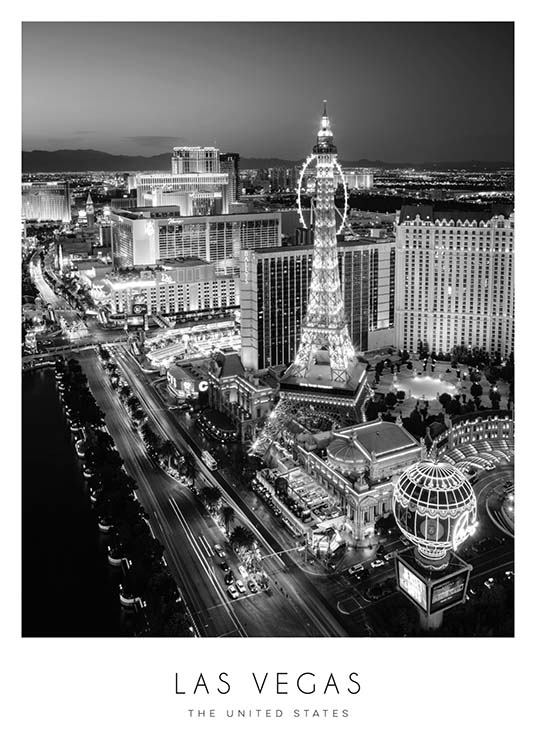 Las Vegas Poster / Blanco y negro con Desenio AB (8922)