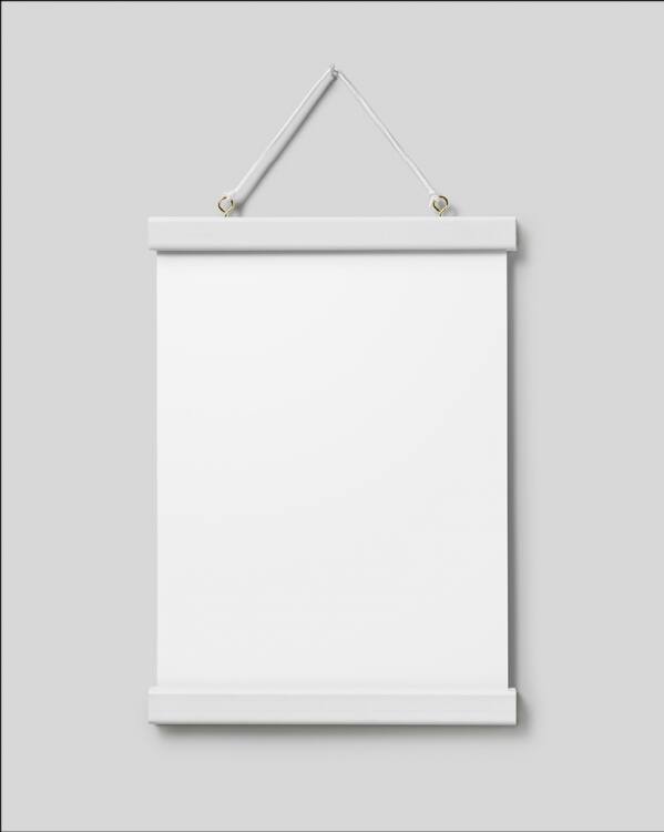  - Percha blanca de montaje para pósters en madera con imanes - 22 cm