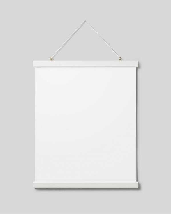  - Percha blanca de montaje para pósters en madera con imanes - 41 cm