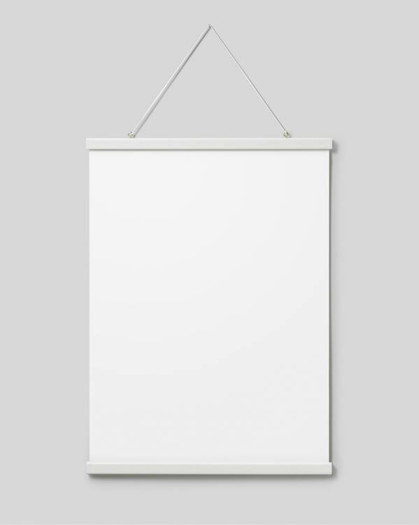  - Percha blanca de montaje para pósters en madera con imanes - 51 cm