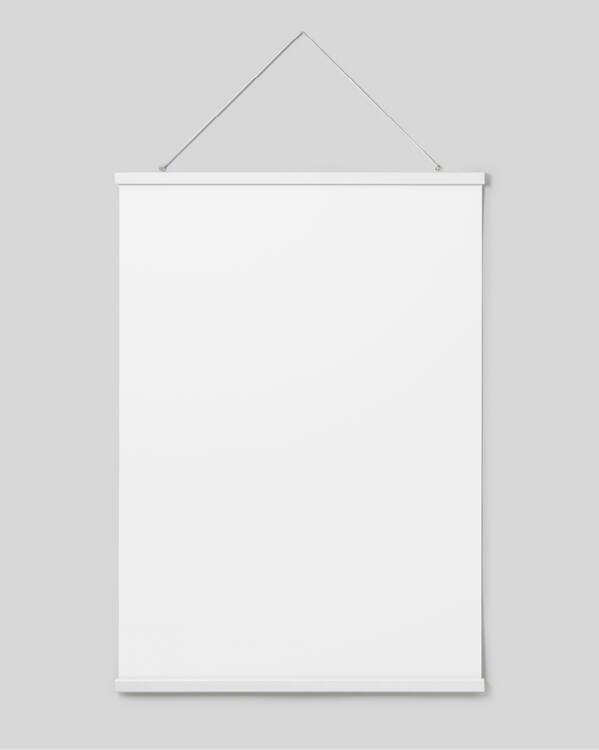  - Percha blanca de montaje para pósters en madera con imanes - 71 cm