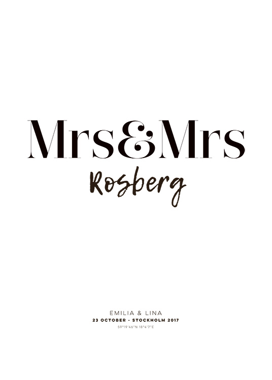 Mrs and Mrs Personal Poster / Pósters personalizados con nombres con Desenio AB (pp0012)