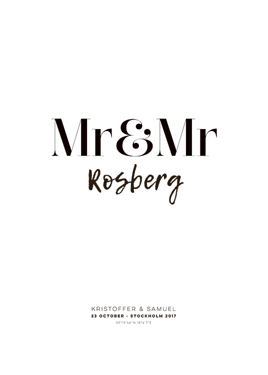 Mr and Mr Personal Poster / Pósters personalizados con nombres con Desenio AB (pp0013)