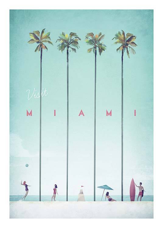 Miami Travel Poster / Vintage con Desenio AB (pre0010)