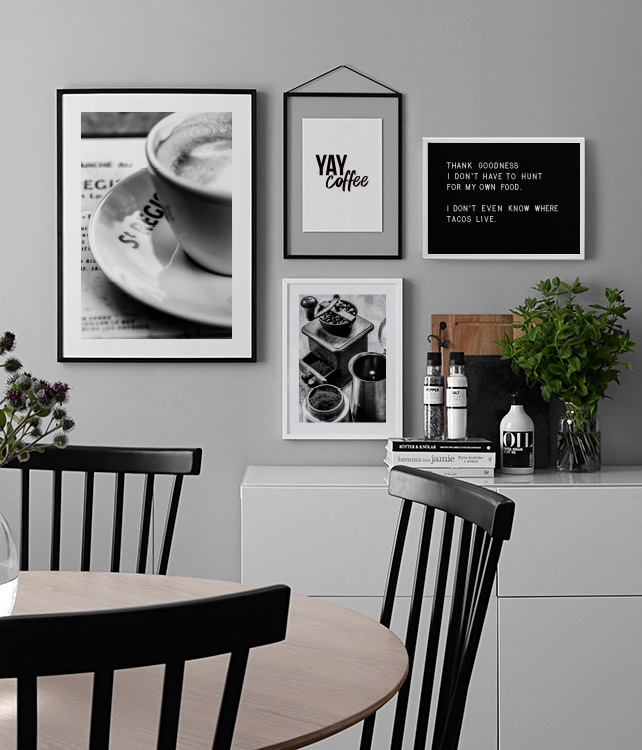 Pósters para cocina en blanco y negro con citas