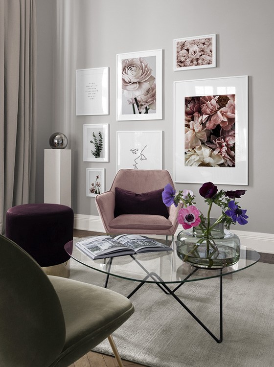 Salón romántico y floral