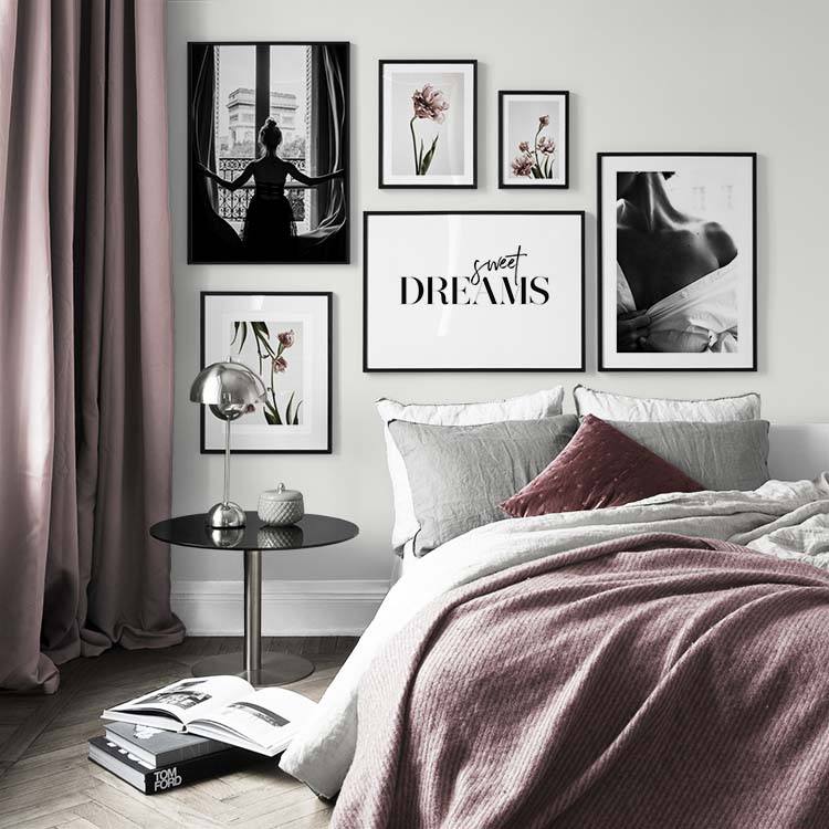 Pósters en blanco y negro para dormitorio moderno