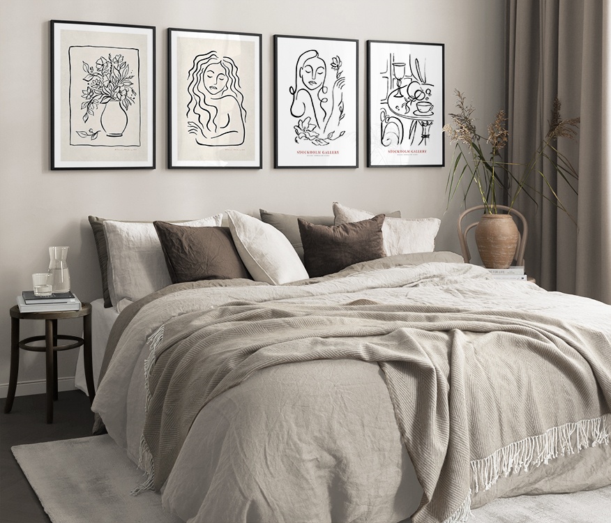 Ilustraciones en blanco, negro y beis