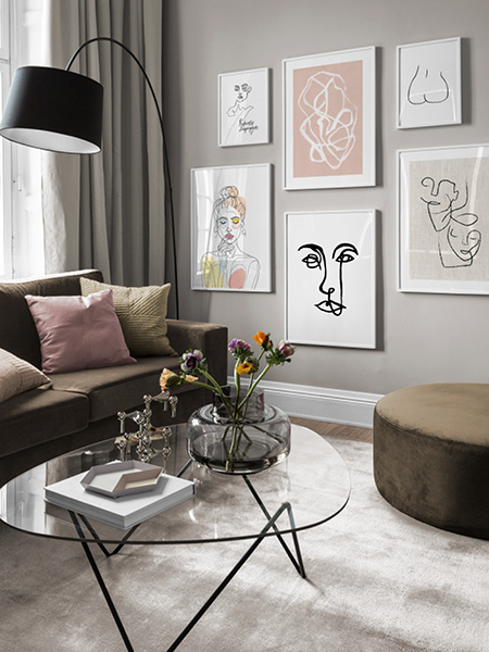 Pósters con ilustraciones elegantes, clásicas y modernas.